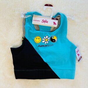 Justice Girl's 2pk Sports Bras with Removable Pads, Size 30 NEW with Tags